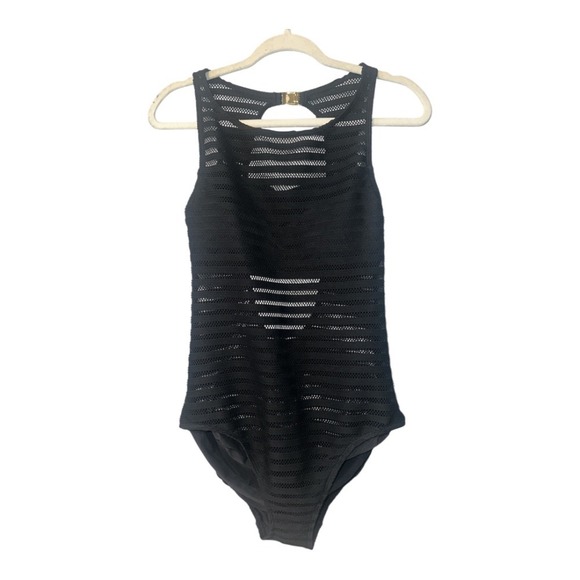Lauren Ralph Lauren Womens Black Mesh One-Piece Swimsuit, Size 12 - Picture 2 of 9